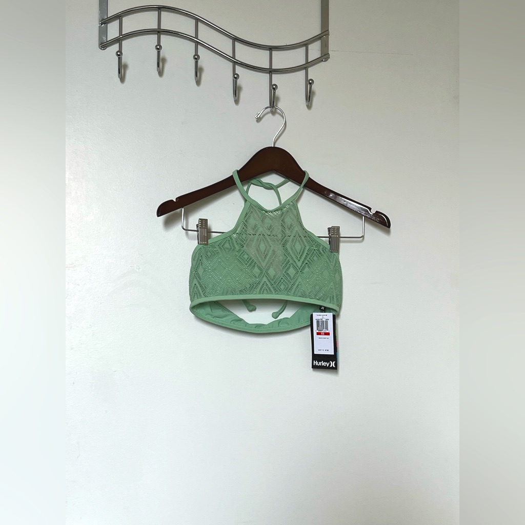 (Nwt) Hurley Women's Webbed Crop Bikini Top (With Light Padding). Size Xs